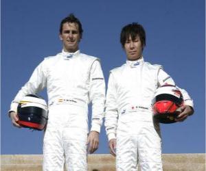 yapboz Pedro Martinez de la Rosa ve Kamui Kobayashi, pilot BMW Sauber F1 Team
